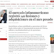 El mercado latinoamericano registr 149 fusiones y adquisiciones en el mes pasado